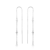 Agato Dlouhé stříbrné náušnice s perlami AGUV3458P