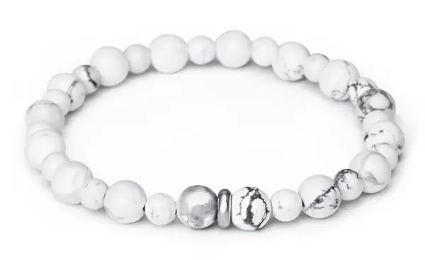 Agato Korálkový náramek z bílého howlitu MINK156/17