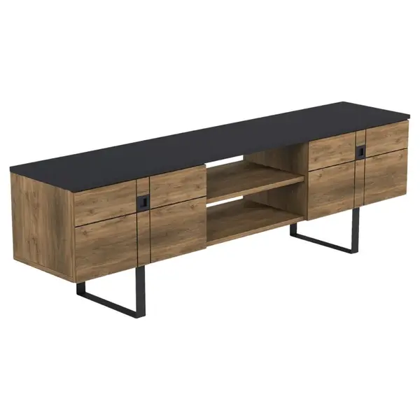 Livetastic NÍZKÁ KOMODA, barvy vlašských ořechů, černá, 160/50/35 cm