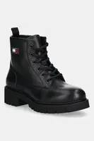 Kožené členkové topánky Tommy Jeans TJW LACE UP LEATHER BOOT