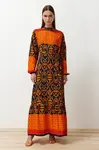 Trendyol Orange Shawl Patterned Woven Dress