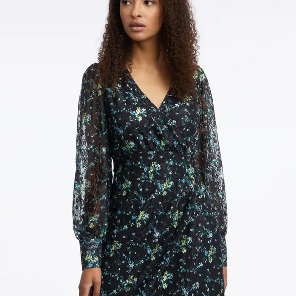 Čierne dámske kvetované šaty ORSAY