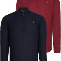 DOUBLE SET G783 DEWBERRY JUDGE COLLAR SHIRT-BURGUNDY-NAVY BLUE