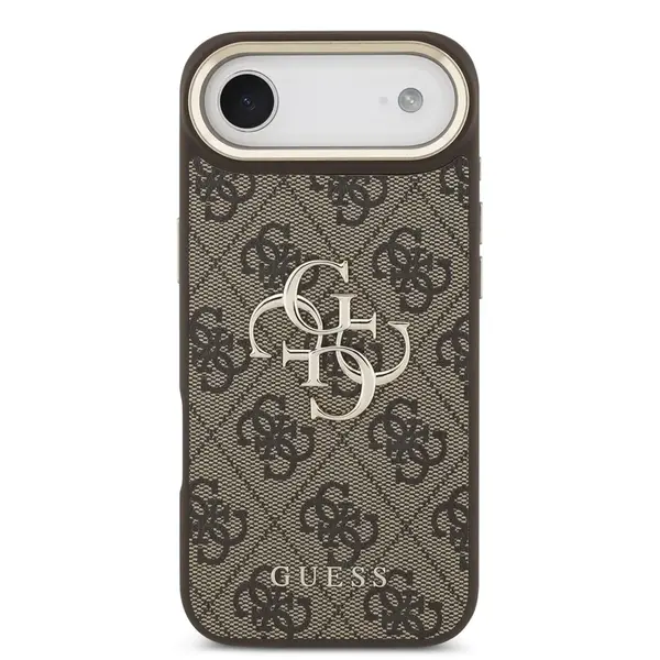 Zadní kryt Guess PU Leather 4G Metal Logo Gold Frame pro Apple iPhone Air, hnědá