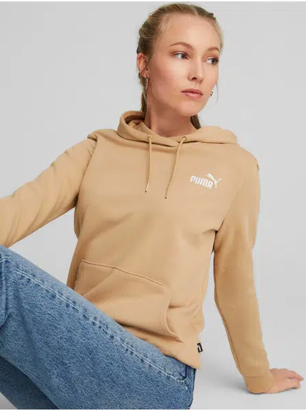 Béžová dámska mikina s kapucňou Puma
