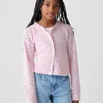 Svetlo ružový dievčenský kardigán s gombíkmi GAP