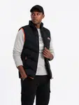 Ombre Men's quilted sleeveless jacket with neon accents - black