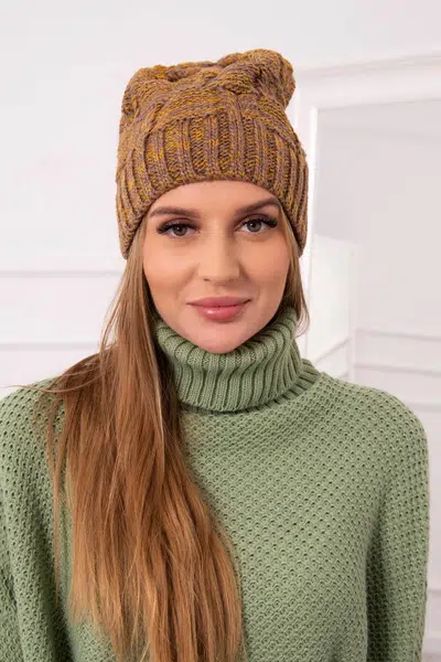 Kesi Čapica s fleece Dolores K303 horčica+hnedá