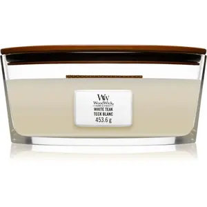 Woodwick White Teak vonná svíčka s dřevěným knotem (hearthwick) 453.6 g