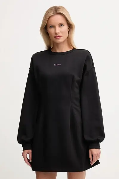 Bavlněné šaty Calvin Klein Jeans černá barva, mini, LV047D227G