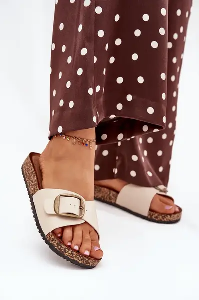 Boto Dámské sandály na korkové platformě s přezkou béžové Vianara