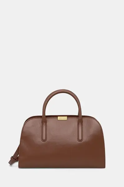 Kožená kabelka Tommy Hilfiger hnědá barva, AW0AW18205