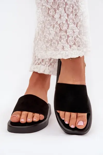 Boto Dámské Pantofle Na Platformě Z Eko Semiše Černé Jorina