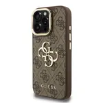 Zadní kryt Guess PU 4G Metal Logo Stand Camera Frame pro Aplle iPhone 15 Pro, hnědá