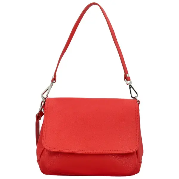 Dámská kožená crossbody kabelka červená - Delami Vera Pelle Madleen