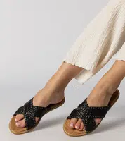 Gemre Black braided women's flip-flops Ellinara