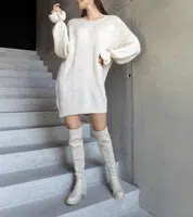 Gemre White long oversized sweater with ruched sleeves Najeta