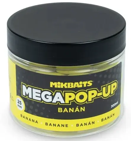 Mikbaits mega plávajúce fluo boilie banán 300 ml 25 mm