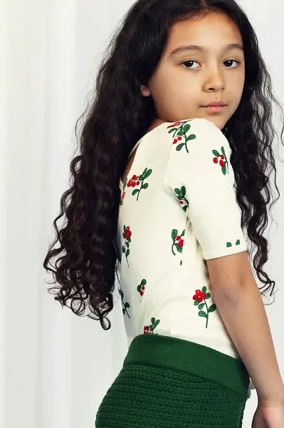 Mini Rodini Detské bavlnené tričko Mini Rodini Lingonberries