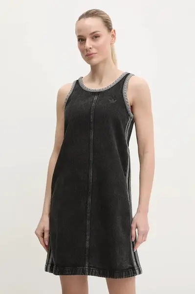 Rifľové šaty adidas Originals DENIM 3S DRESS