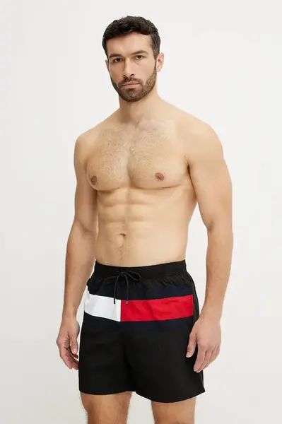 Plavkové šortky Tommy Hilfiger čierna farba, UM0UM03474