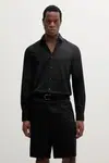 Košeľa Calvin Klein čierna farba, slim, s klasickým golierom, LV019EU000
