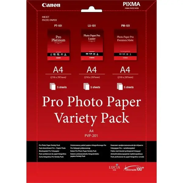 Canon Photo Paper Pro Variety Pack PVP-201 6211B021, A4, 15ks, biely, foto papier