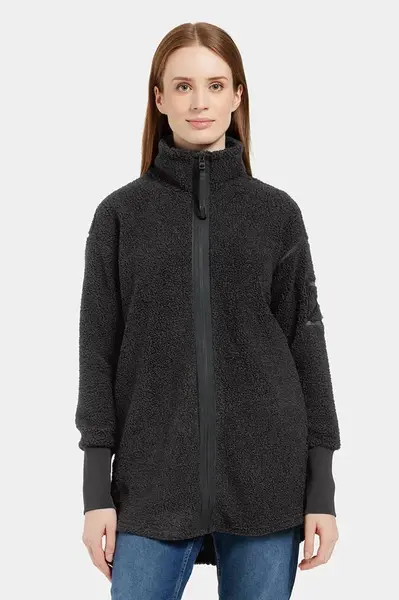 Fleecová mikina Didriksons SALLY dámská, černá barva, hladká, 505165