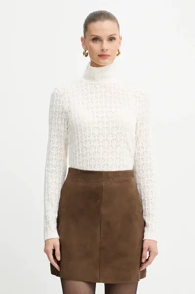 Svetr Pinko dámský, béžová barva, s pologolfem, 105979 A2YI