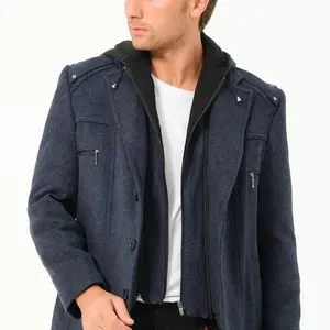 K7532 DEWBERRY MEN'S COAT-DIAGONAL NAVY BLUE