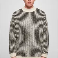 Oversized dvoubarevný svetr bílá písková/černá