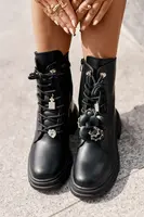 Boto Ekokožené Boty Worker Dámské S Připínáky Černé Rianael