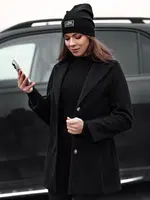 Płaszcz damski przejściowy jednorzędowy BELVEONE czarny Dstreet