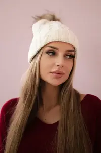 Kesi Fleecová kostkovaná čepice K226 ecru