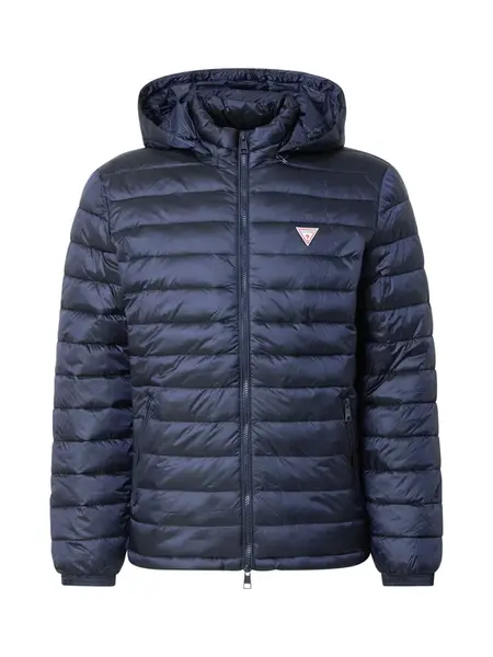 GUESS JEANS Prechodná bunda  námornícka modrá / biela