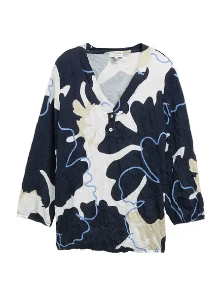 TOM TAILOR Blúzka  béžová / námornícka modrá / kráľovská modrá / biela