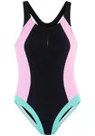 LASCANA ACTIVE Športové jednodielne plavky  svetlozelená / ružová / čierna