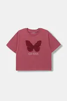 Dětské bavlněné tričko Guess růžová barva, J5YI47 K8HM4