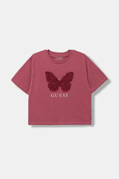 Dětské bavlněné tričko Guess růžová barva, J5YI47 K8HM4
