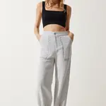 Happiness İstanbul Women's Gray Embroidery Detail Muslin Trousers