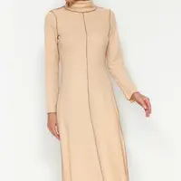 Trendyol Velbloudí přehoz na postel steh A-Linie / Alarm Formální Soluň/Pletené oblečení Look Midi pletené šaty