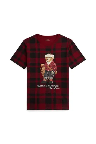 Dětské bavlněné tričko Polo Ralph Lauren červená barva, s potiskem, 322981259001