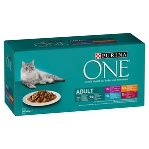 Purina ONE Adult kapsičky s kuracím, hovädzím, jahňacím, morskými rybami 2 x (40 x 85 g)