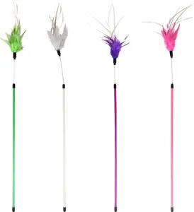 Flamingo hůl s peřím, hračka pro kočku (75 cm) 1 ks
