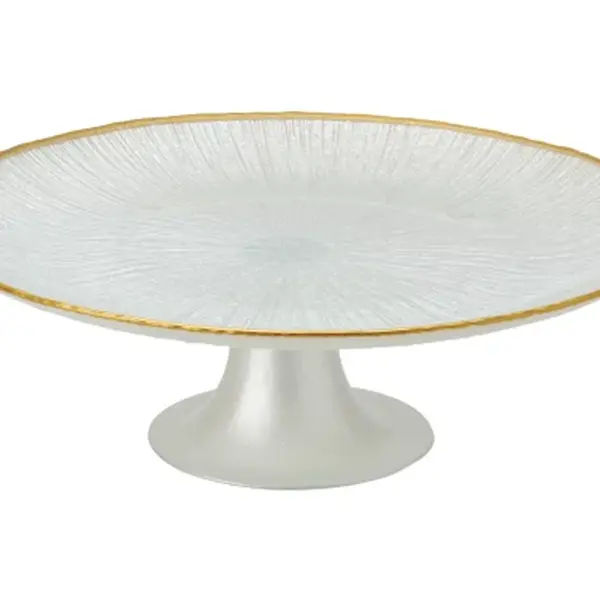 Podnos na dort a cukroví Dia 28x9,4 cm, bílá/zlatá
