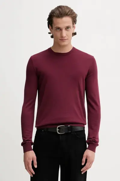 Vlněný svetr HUGO San Cedric-M1 pánský, oranžová barva