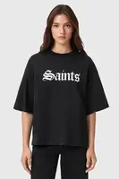 Bavlněné tričko AllSaints SAINT dámské, černá barva, W139JD