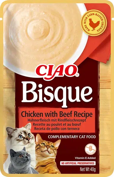 Inaba Cat Ciao Bisque krémové pyré pre mačky - kuracie, hovädzie 40 g