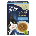 Felix Soup Original výber z rýb - s treskou, tuniakom a platesou 6 x 48 g