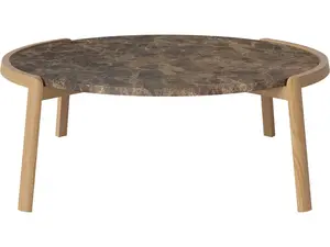 Konferenční stolek Mix Ø94 cm, více variant - Bolia Varianta: Brown marble | Oiled oak, Solid | v. 35 cm